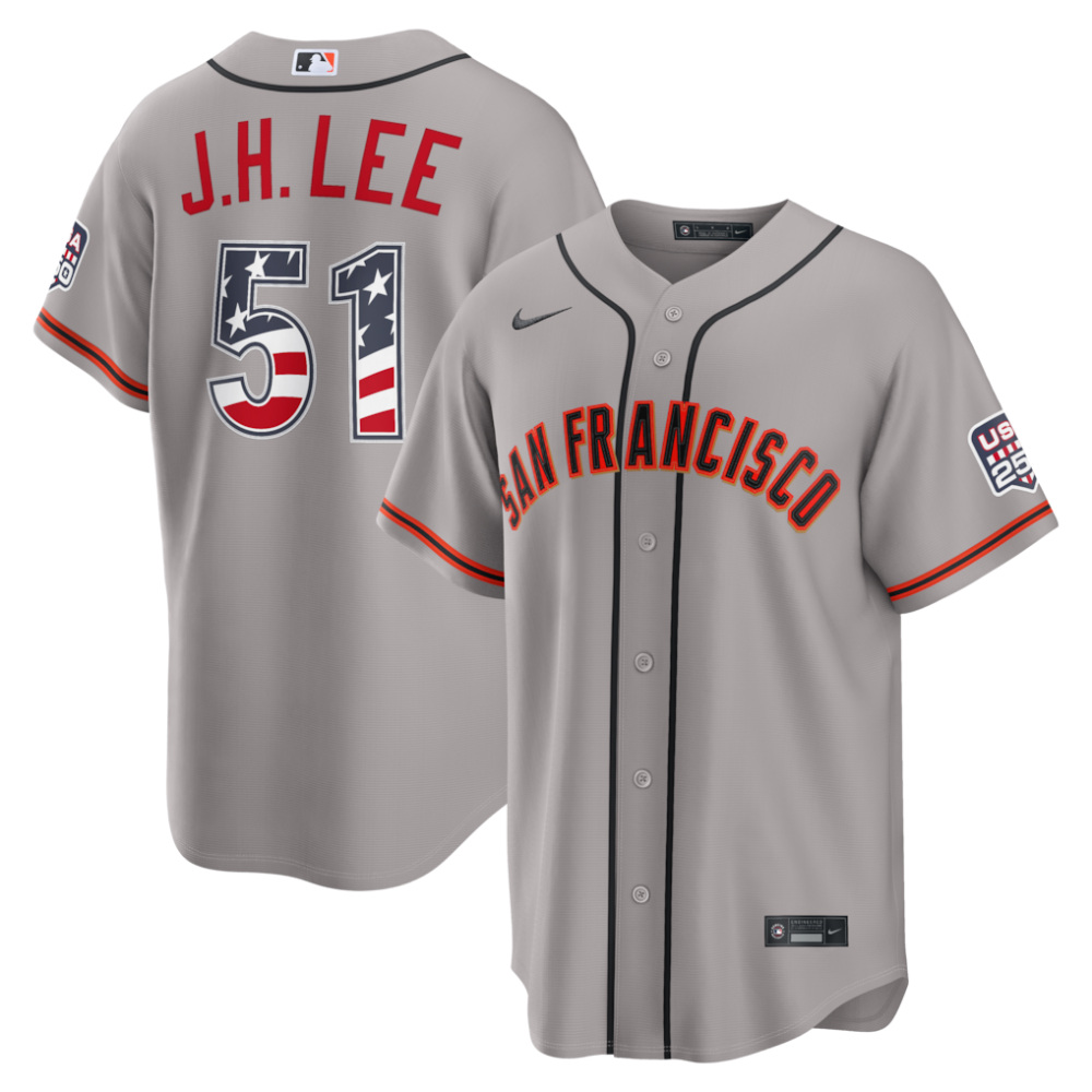 Jung Hoo Lee San Francisco Giants USA 250 Fourth of July Road Stadium Jersey - Gray-Pro Kit Vault | Brand New 26/27 Sports Jerseys